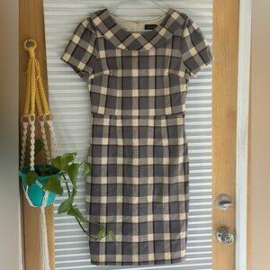 L Liza Luxe Classic Plaid Dress in Black and Cream